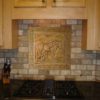 Country plough Horse ceramic backsplash tile with knot border.